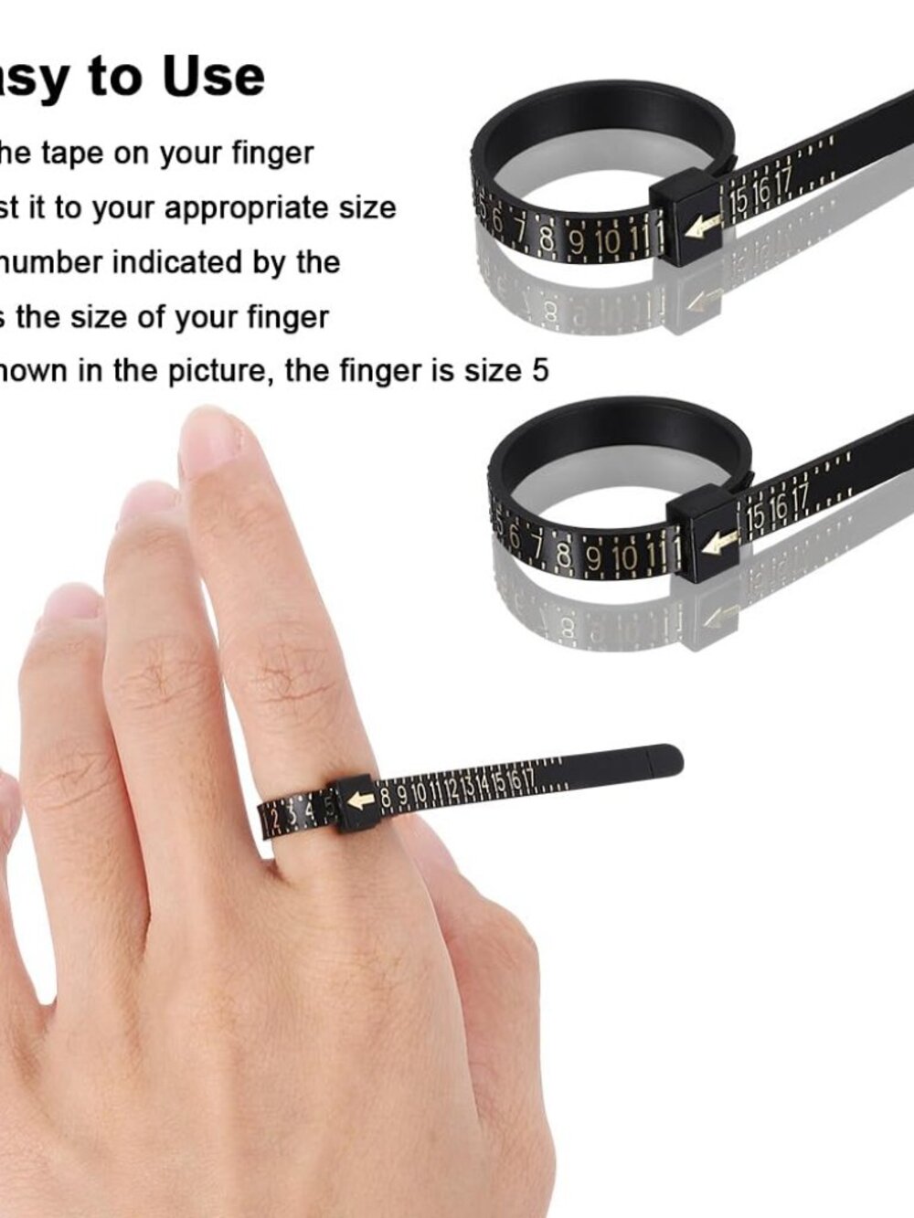 Accmor Ring Size Measuring Tool Includes Plastic Ring Sizer Mandrel Stick, Finge - Picture 6 of 7